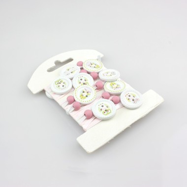 DECORATIVE THREAD WITH PRINTED BUTTONS AND PEARLS - OWLS