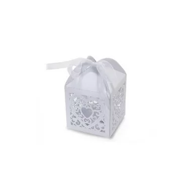 5 CARVED BOXES FOR CONFETTI - WHITE