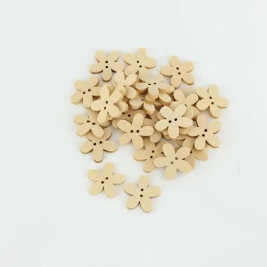 40 WOODEN BUTTONS - FLOWER