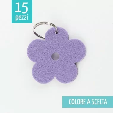 15 KEY RING IN FELT 3mm - FLOWER 5 PETALS WITH HOLE