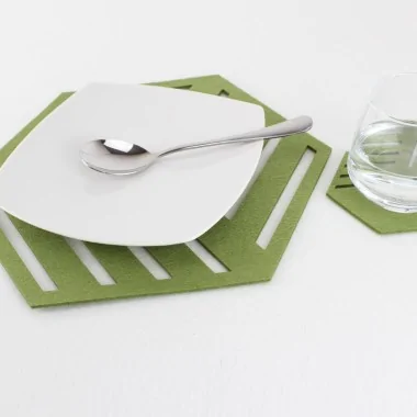 Set of 2 Placemats + 2 Coasters In felt Mod 9 - Customizable 2