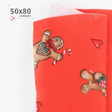 Christmas Printedsoft felt 50X80 cm Little Man - Red