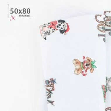 WeihnachtsdruckFilzstoff 50X80 cm Joy Dogs - Weiß