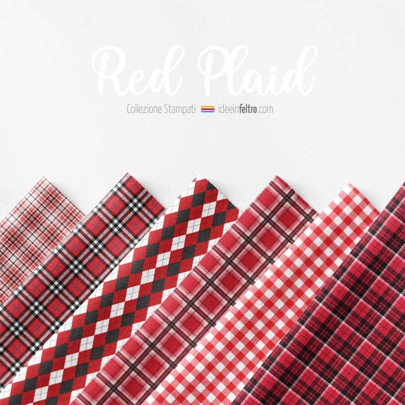 Bastelfilz oder Filzstoff Red Plaid I Mod.4 Panel