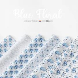 Pannello in feltro o pannolenci blue floral mod. 4 certificato EN 71-3|IDEEINFELTRO.COM