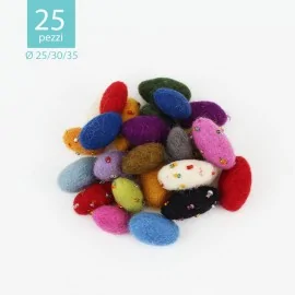 Kit risparmio olive in feltro ø 25/30/35 mm - 25 pz|IDEEINFELTRO.COM
