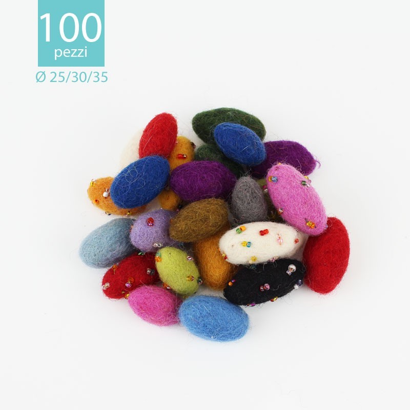 Kit risparmio olive in feltro ø 25/30/35 mm - 100 pz|IDEEINFELTRO.COM