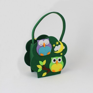Bolso Owl fieltro - Verde Oscuro