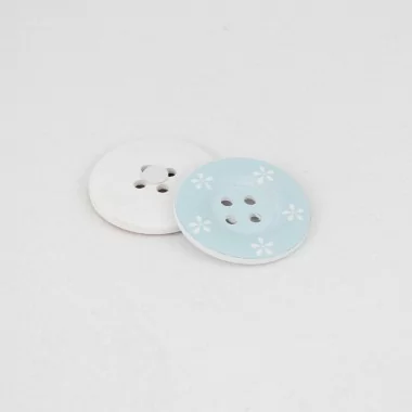 2 Flower Buttons - Light Blue