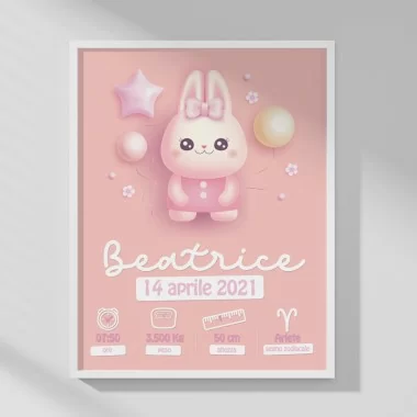 BABY BIRTH PICTURE - CUSTOMIZED - BUNNY