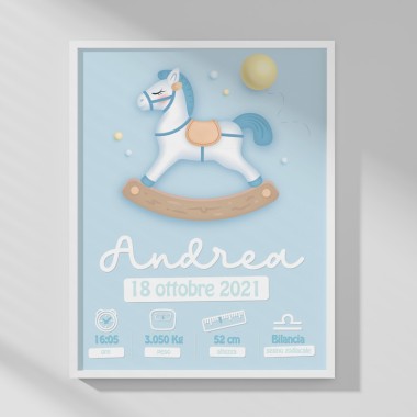 BABY BIRTH PICTURE - PERSONALIZED - ROCKING HORSE