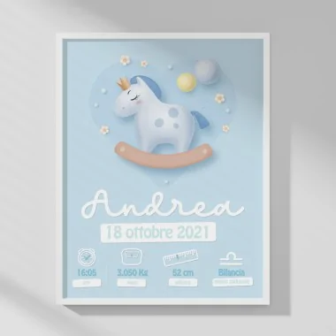 PHOTO DE NAISSANCE DE BÉBÉ - PERSONNALISÉ - CHEVAL À BASCULE