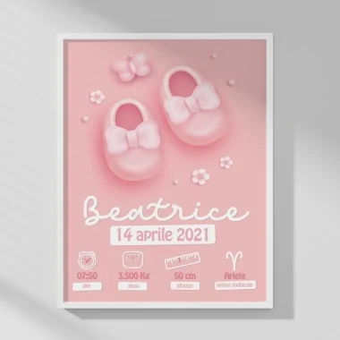 CADRE PHOTO BÉBÉ FILLE - PERSONNALISÉ - CHAUSSURES