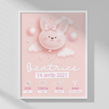 BABY BIRTH PICTURE - CUSTOMIZED - BUNNY BALLOON