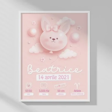 PHOTO DE BÉBÉ FILLE PHOTO - PERSONNALISÉ - BUNNY BALLOON