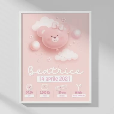 BABY BIRTH PICTURE - CUSTOMIZED - TEDDY BALLOON
