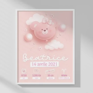 PHOTO DE BÉBÉ FILLE PHOTO - PERSONNALISÉ - OURS EN PELUCHE BALLON