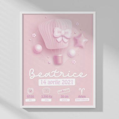BABY GIRL PICTURE - PERSONALIZED - HOT AIR BALLOON