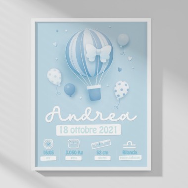 BABY BIRTH PICTURE - CUSTOMIZED - HOT AIR BALLOON