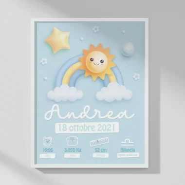 BABY BIRTH PICTURE - CUSTOMIZED - RAINBOW and SUN