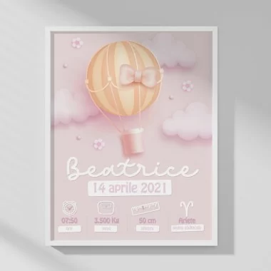 BABY BIRTH PICTURE - CUSTOMIZED - HOT AIR BALLOON