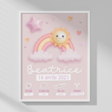 BABY BIRTH PICTURE - CUSTOMIZED - RAINBOW and SUN