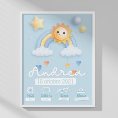 BABY BIRTH PICTURE - PERSONALIZED - RAINBOW and SUN