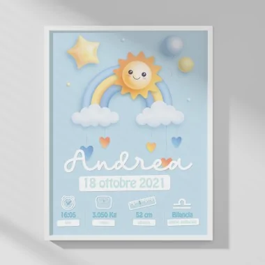 PHOTO DE NAISSANCE DE BÉBÉ - PERSONNALISÉ - ARC-EN-CIEL et SOLEIL