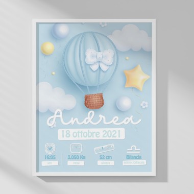 BABY BIRTH PICTURE - PERSONALIZED - HOT AIR BALLOON
