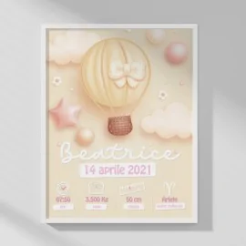 PHOTO DE BÉBÉ FILLE - PERSONNALISÉ - MONTGOLFIÈRE