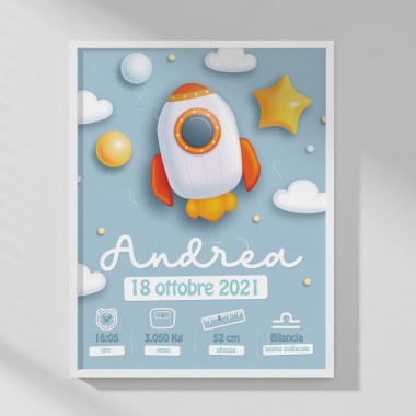 BABY BIRTH PICTURE - PERSONALIZED - ROCKET