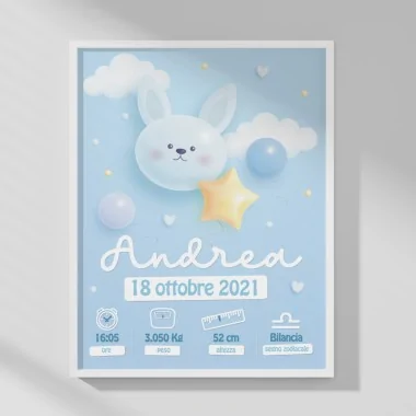 PHOTO DE NAISSANCE DE BÉBÉ - PERSONNALISÉ - BUNNY BALLOON