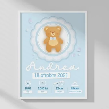 PHOTO DE NAISSANCE DE BÉBÉ - PERSONNALISÉ - OURS EN PELUCHE