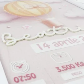 Baby Birth Picture - Personalized - Hot Air Balloon - Mod.10|IDEEINFELTRO.COM