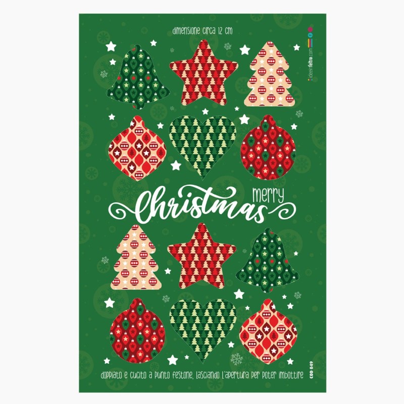 Bolas de Navidad en tela de fieltro "Geometric Xmas" 049 Certificado EN 71-3