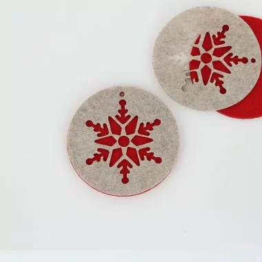 8 Christmas Decorations - Snowflake Circle - Felt And...