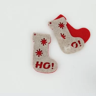 8 Christmas Decorations - Sock Ho! - In Felt And Pannolenci