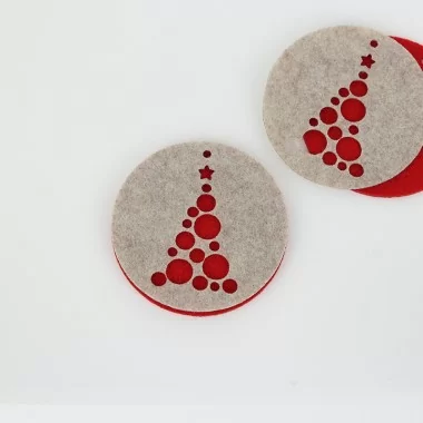 8 Christmas Decorations - Fir Circle - In Felt And...