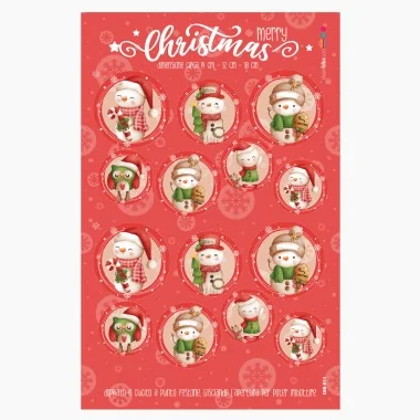 Boules de Noël en tissu feutrine « Petits bonhommes de neige » certifiées EN 71-3 2