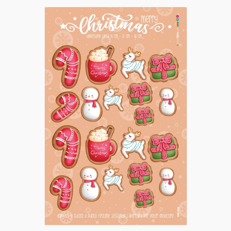 Boules de Noël en tissu feutrine « Biscuits de Noël » Certifié EN 71-3