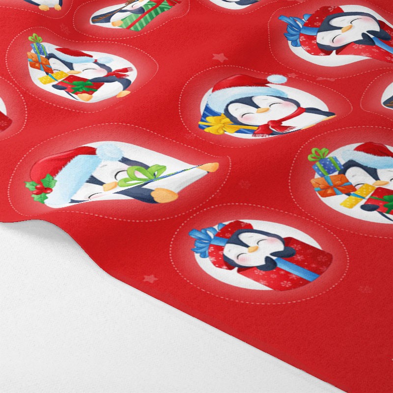 Christmas baubles in soft felt "Penguin Gift" certified EN 71-3