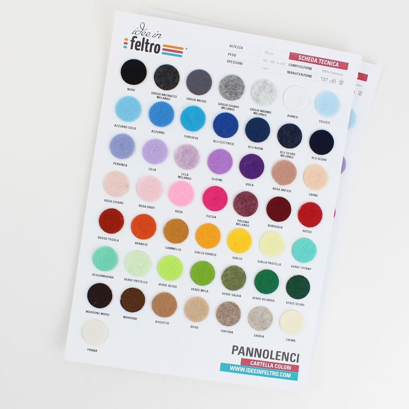 Cartella colori pannolenci 1 mm|IDEEINFELTRO.COM