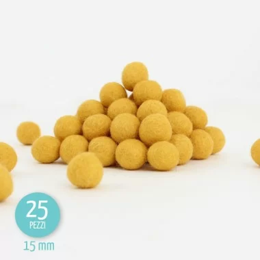 Balls Of Felt Ø 15 Mm - Yellow - 25Pcs