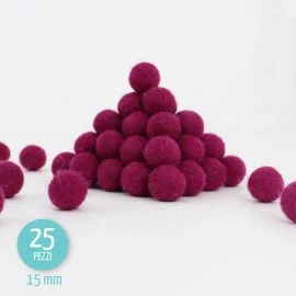 BOULES DE FEUTRINE Ø 15 MM - FUCHSIA - 25pcs