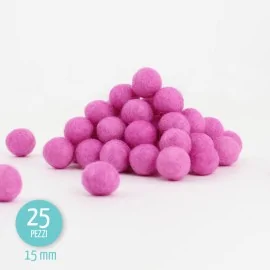Palline in feltro ø 15 mm - rosa - 25 pz|IDEEINFELTRO.COM
