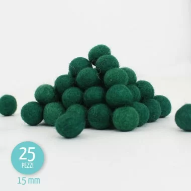 Balls Of Felt Ø 15 Mm - Dark Green - 25Pcs