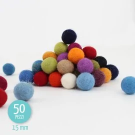 Kit risparmio palline in feltro ø 15 mm - 50 pz|IDEEINFELTRO.COM