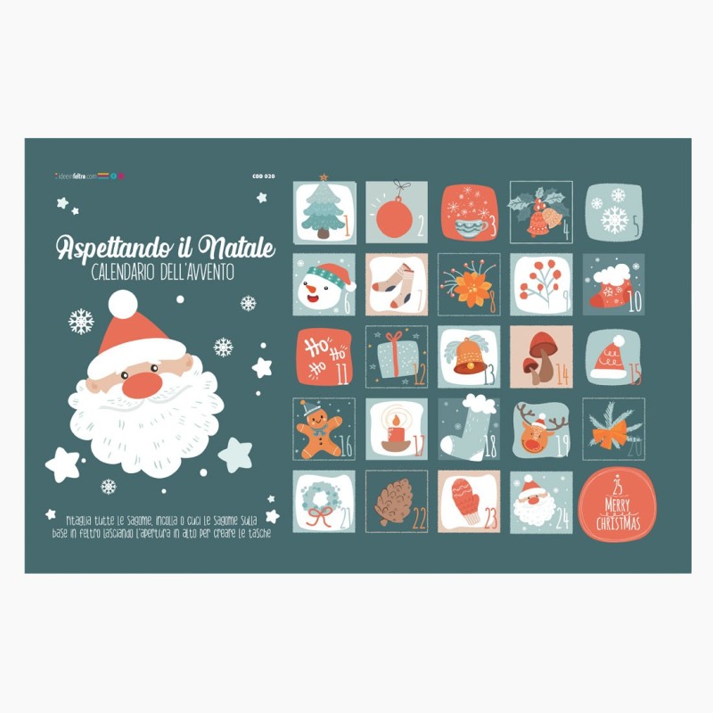 Calendario Dell'Avvento In Feltro Natalizio Grigio - XXL 145 Cm, 24 Tasche Numerate, Riutilizzabile, Con Corda Per Appendere A Parete O Porta - 4