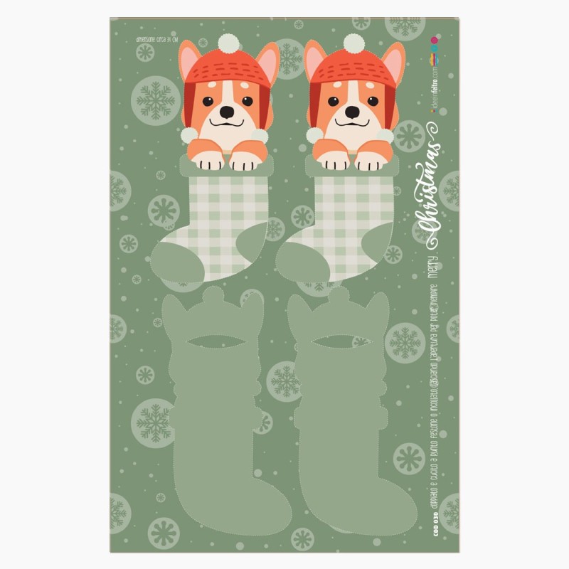 Panel de calcetines navideños en tela de fieltro mod.30 - Certificado EN 71-3