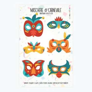 Carnival Mask Panel In Felt Or Pannolenci - Set Of 6...
